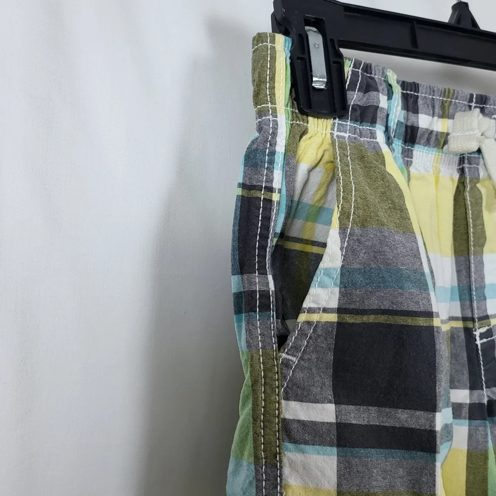 Gymboree Boys 2018‎ Yellow Gray White Plaid Elastic Waist Cargo Shorts Size 7